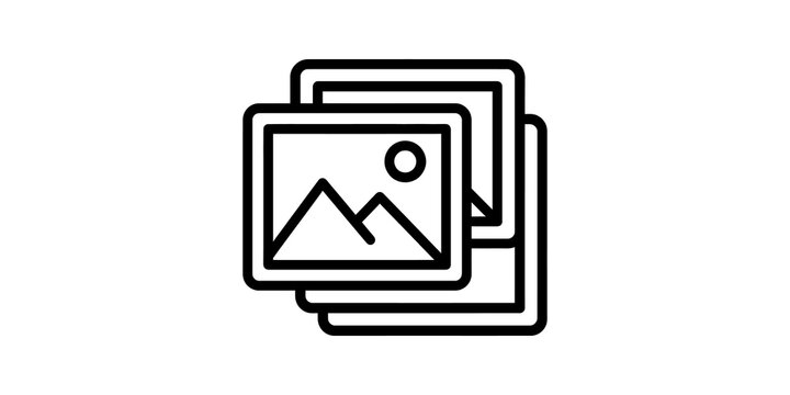 Stack of landscape photos line icon symbolizing media gallery storage.