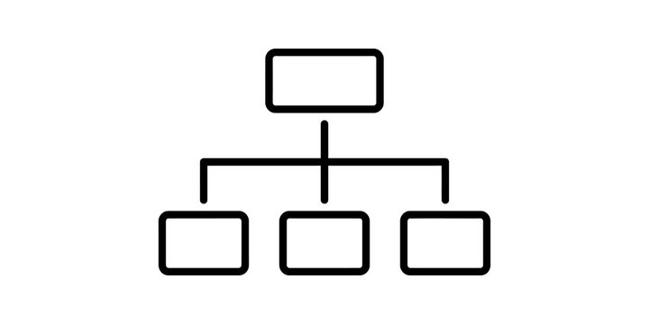 Flowchart diagram with blank boxes for business process organization.