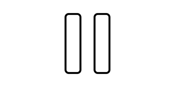 Pause media control black line icon for audio video on transparent sheet.