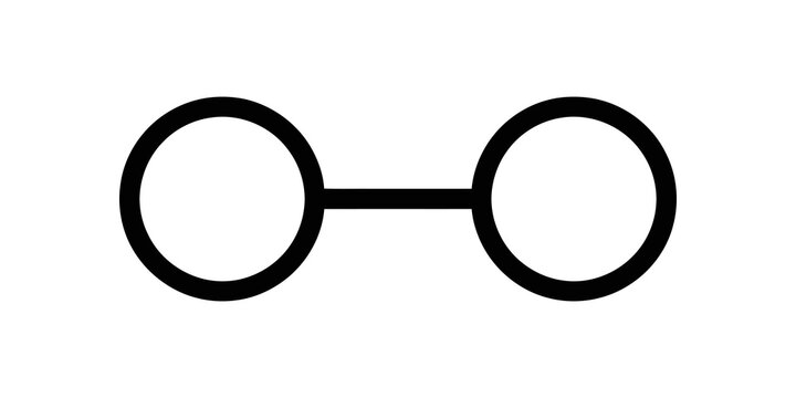 Minimalist black round glasses icon for optical and vision concepts.