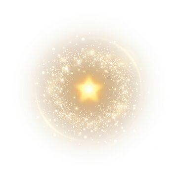 Glowing yellow starburst light effect on white background