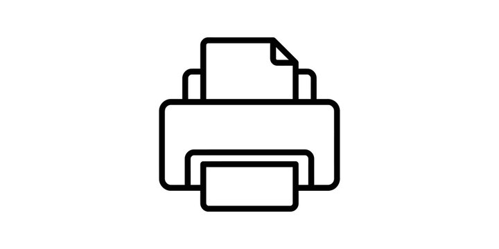 Printer flat icon office device graphic for digital document output process.