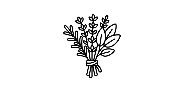 Herbs bouquet bundle of rosemary and thyme for culinary cooking icon.