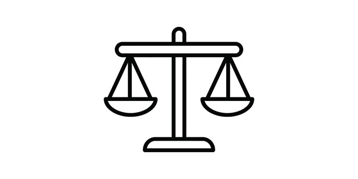 Scales of justice icon outline balance symbol for law and order concept.