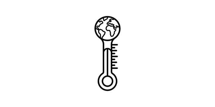 Global warming thermometer icon for environmental climate change awareness.