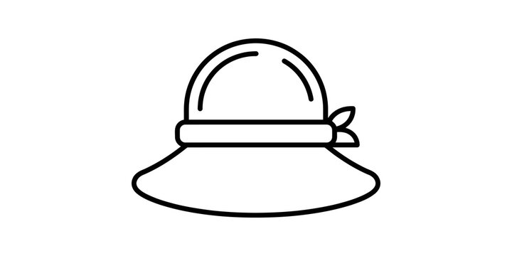Sun hat with ribbon detail flat icon isolated on transparent background.