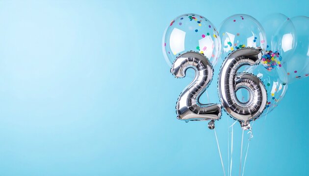 Vibrant rainbow balloons number twenty five for birthday anniversary