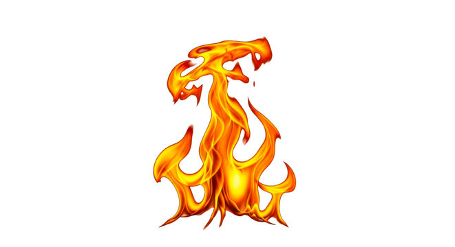 Stylized letter f formed by vibrant orange and yellow flames