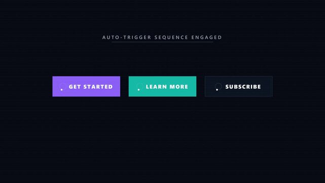 A vibrant digital interface displays three interactive user navigation buttons labeled get started and learn more and subscribe as part of a high technology software application dashboard