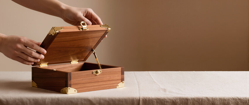 Employee milestone awards wooden box opening