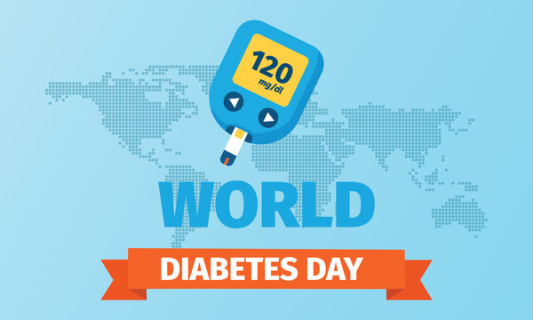 World diabetes day background vector illustration blood glucose meter with test strip awareness day banner or poster design
