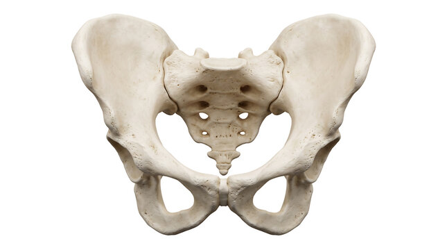 Human pelvis bone render isolated on transparent background anatomical study