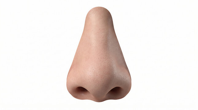Front view of realistic human nose isolated on transparent background cutout