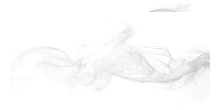 Abstract swirling grey smoke trail isolated on transparent background