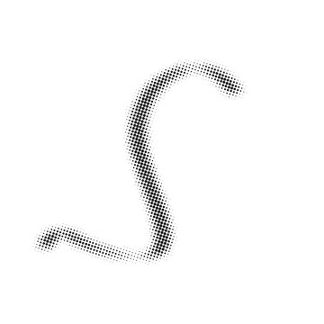 Abstract curved line created with stippling dots isolated on transparent background