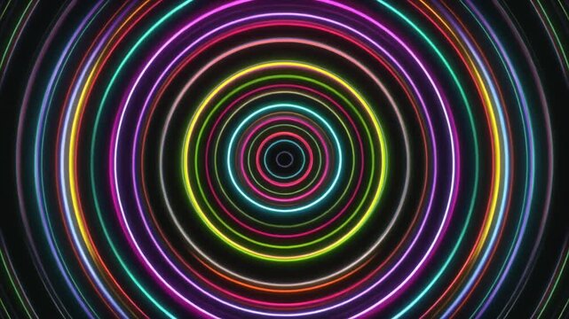 中心から波紋のように広がる虹色の光