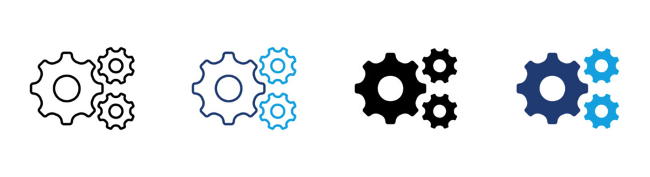 Settings gears icon. Configuration symbol. Simple pictogram for system settings, technical configuration, maintenance, engineering, customization and equipment management
