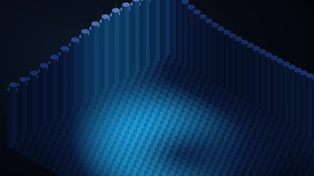 A vibrant spectrum of luminescent blue light pulses emanates from a grid formation to demonstrate the complex processing power of advanced computational systems operating within a dark virtual