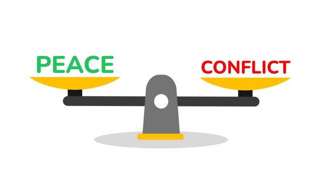 Conflict Outweighs Peace on Unbalanced Scale - Global Issues Concept Illustration