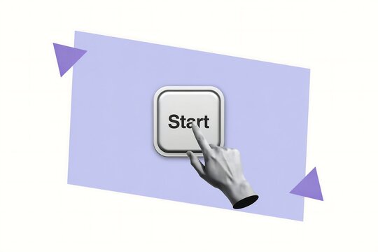 A close up of a finger pressing the 'start' button on a modern sleek digital interface
