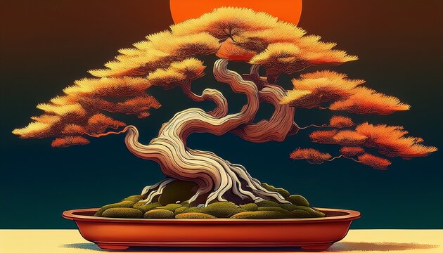 beautiful bonsai tree art wallpaper background for desktop and mobile screensavers relaxing zen garden art