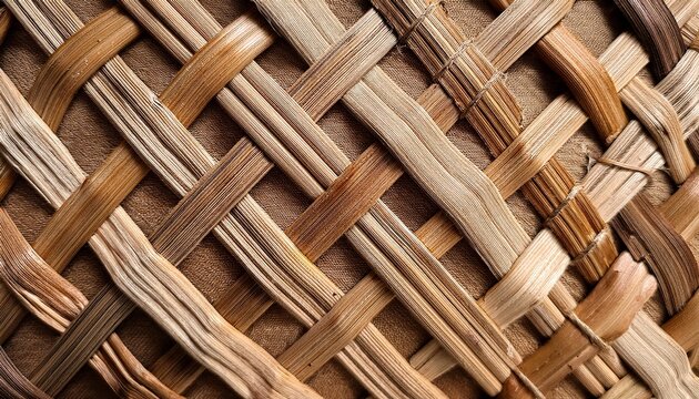 close up of a woven basket lattice pattern with natural textured fibers