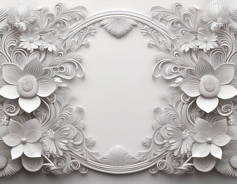 white floral design elegant background frame
