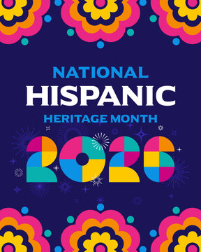 Hispanic Heritage Month 2026, 
banner border, background, poster, 
flyer, vector pattern. 
September 15 - October 15