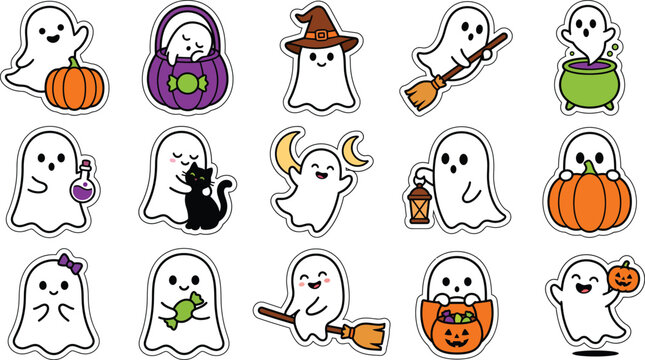 Cute ghost stickers for Halloween party decoration