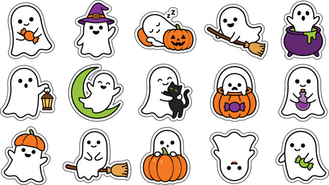 Cute Ghost Halloween Stickers for Kids Party Decorations