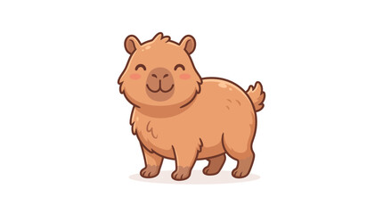 Fototapeta premium Cute cartoon capybara smiling happily.