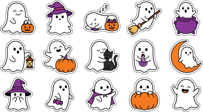 Cute ghost stickers for Halloween party decoration