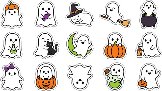 Cute ghost stickers for Halloween party decoration