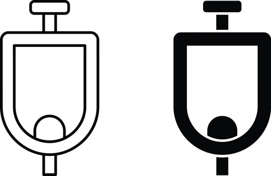 Urinal restroom fixture icons outline and silhouette vector set with urinal icon bathroom urinal toilet icon urinal sign bathroom