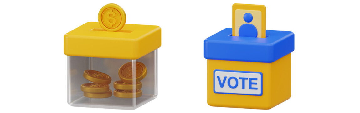 Political Campaign Fundraising Donation Box Voting Ballot Election Concept