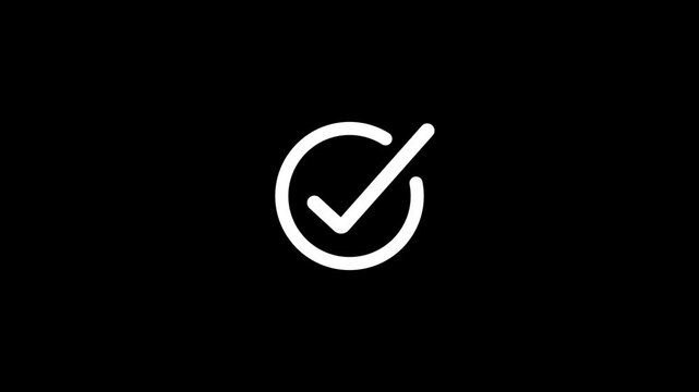 White Check Mark Icon Animation on Black Background