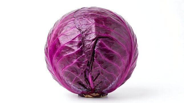 Fresh whole red cabbage isolated on white background for healthy food and cooking concepts