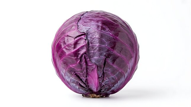 Fresh whole red cabbage isolated on white background for healthy food and cooking concepts