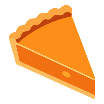 Slice of pumpkin pie Thanksgiving sweet dessert baked pastry food vector illustration