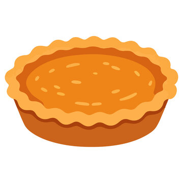 Whole pumpkin pie baked crust Thanksgiving holiday sweet dessert food vector illustration