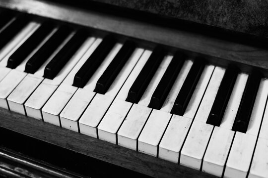Group of piano keys showing black and white colors taken during a music session in a studio