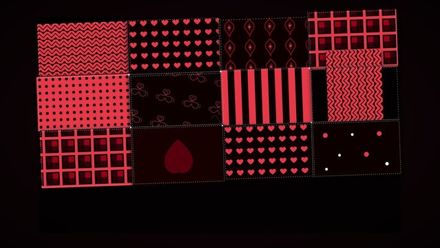 Gothic Quilt Pattern Background with Red and Black Patches