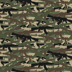 military camouflage pattern seamless with AK47 shape © zakie nx