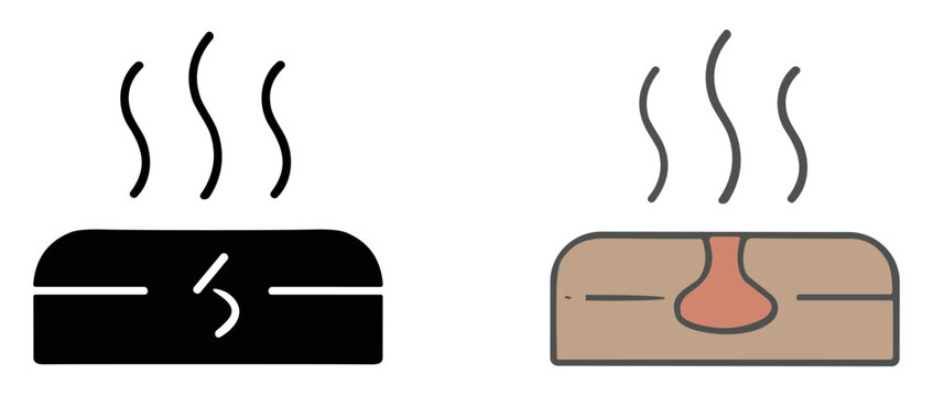 Hot compress icon set for medical and therapeutic use