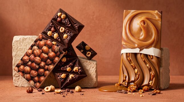 Leaning Chocolate Sculpture &mdash; Hazelnut & Caramel
