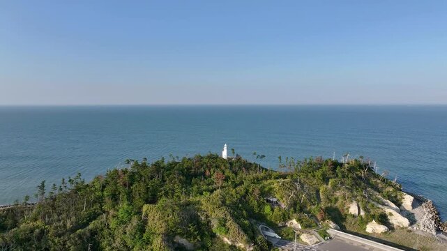 33-Second Aerial View of Coastal Rocks at Ozu Coast, Fukushima, Japan - Spring