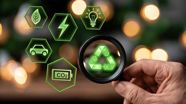 Environmental consultant reviewing ESG compliance and circular economy strategy using digital sustainability icons. clean energy transition, green innovation, and responsible corporate governance.