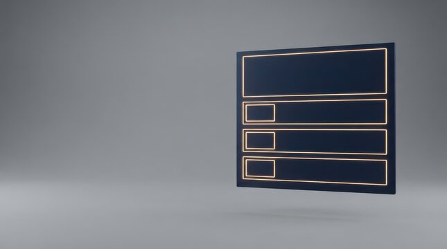 Glowing stacked interface layout on dark wall