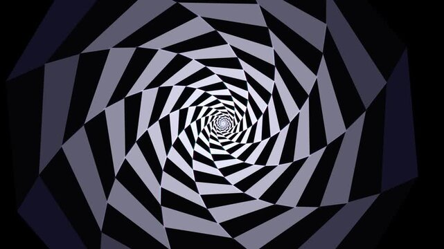 Optical Illusion Pattern with Black and White Geometric Shapes. Abstract Design Featuring a Swirling Vortex Effect.