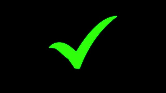 approved icon on black screen, right check mark , select tick mark animation icon, confirm, success , approved, yes icon signs,